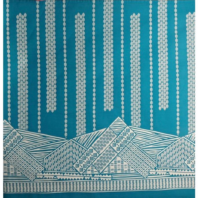 ハワイアンファブリック ティールブルータパ柄 : tealblue-tapa-hf  