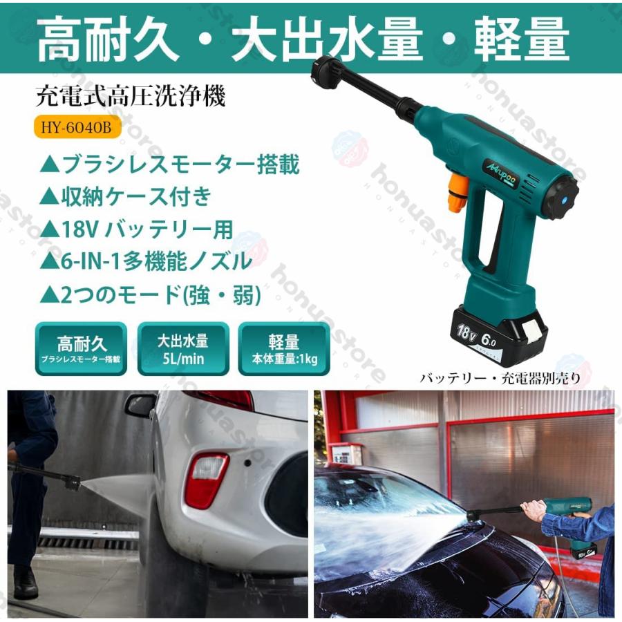 高圧洗浄機 コードレス 充電式 マキタバッテリー併用 6種類ノズル