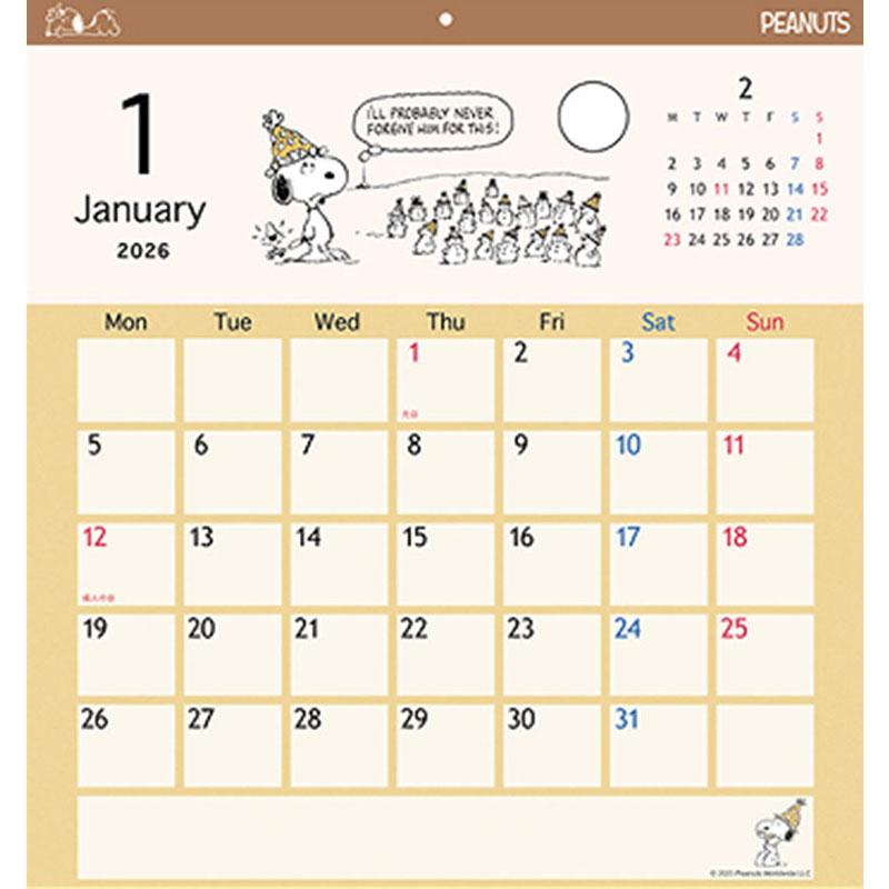 スヌーピー スクエア 2026年カレンダー (S:0050) : Komamono Lab