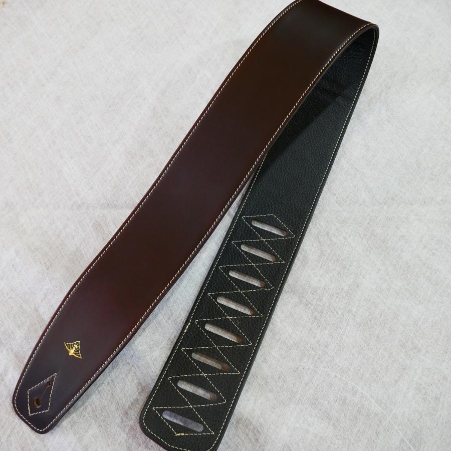 LEATHER / Hand Made Leather Strap / Burgundy / レザーストラップ / ハンドメイド / 牛革 / ギターストラップ / サイドパーク店在庫品 【シンプル】