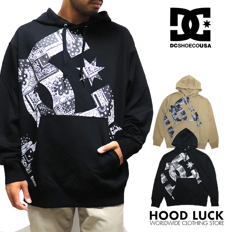Dc パーカー プルオーバー ディーシーシューズ ブラック ベージュ デカロゴ ペイズリー ロゴ フーディ フード 裏毛 メンズ レディース 大きいサイズ M L Xl Dc Dpo Hood Luck 通販 Yahoo ショッピング