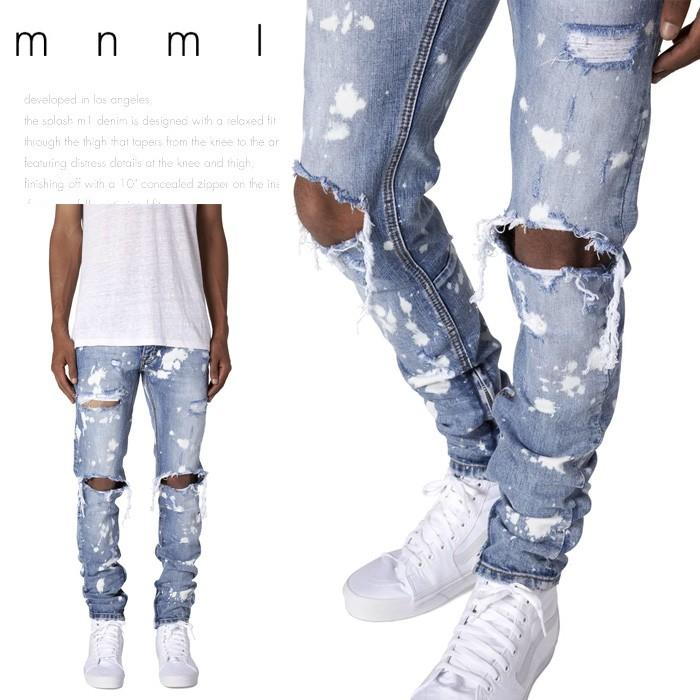 mnml ミニマル ダメージ デニム ストレッチ ZIPジップ mnml ミニマル ダメージ デニム ストレッチ ZIPジップ