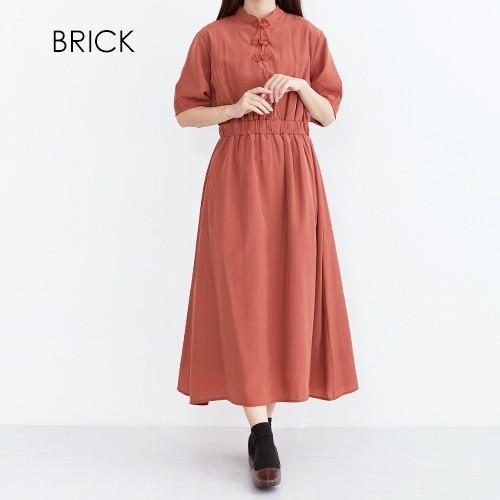 Merlot Plus メルロー プリュス 7568 チャイナボタン バンドカラー 半袖 ワンピース 可愛い Aライン ロング丈 結婚式 パーティー Select Shop Hooga 通販 Yahoo ショッピング