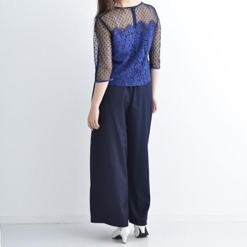 merlot plus メルロー プリュス 7582 ドットチュール レース トップス パンツ セットアップ シンプル 可愛い フォーマル 結婚式 二次会 無地｜hooga｜03