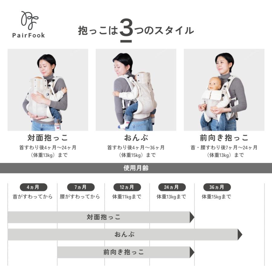 PairFook （ペアフック）抱っこ紐 クールタイプ 前開き 夏 360度