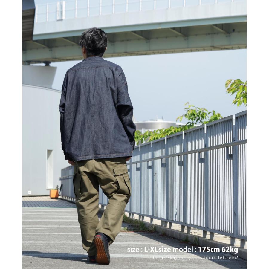 児島ジーンズ LELAX by ビッグシルエット ノーカラーシャツ