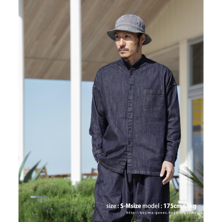 LELAX by 児島ジーンズ ビッグシルエット ノーカラーシャツ メンズ レディース ユニセックス シャツ 長袖 | 児島ジーンズ | 04