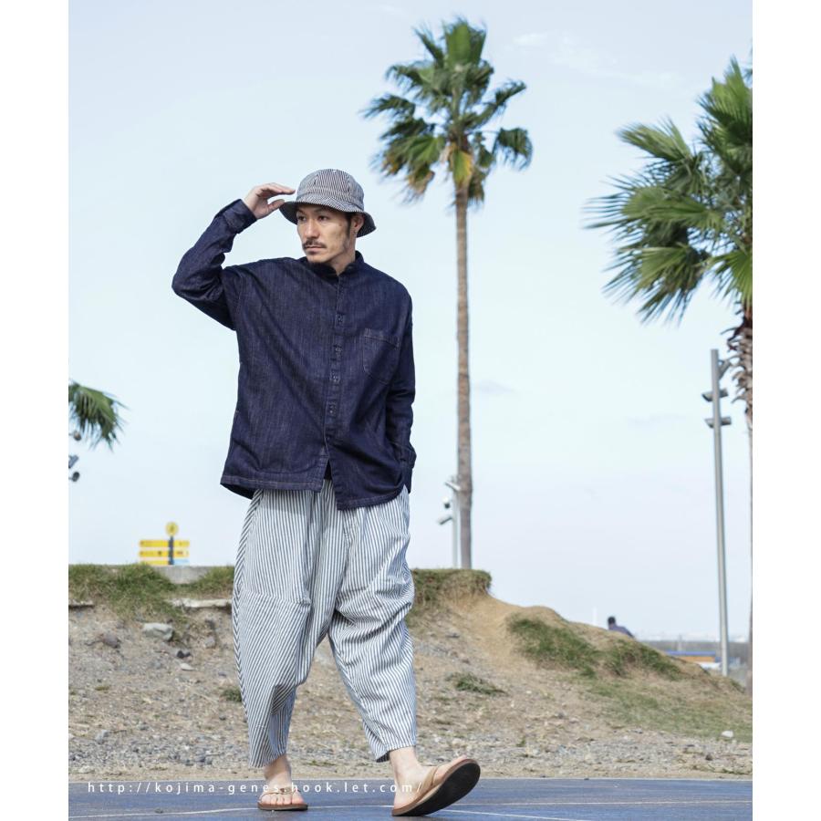 LELAX by 児島ジーンズ ビッグシルエット ノーカラーシャツ メンズ レディース ユニセックス シャツ 長袖 | 児島ジーンズ | 05