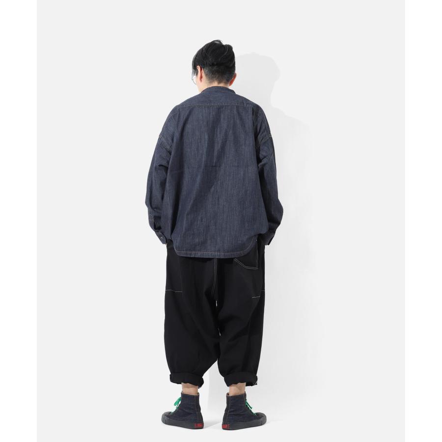 LELAX by 児島ジーンズ ビッグシルエット ノーカラーシャツ メンズ レディース ユニセックス シャツ 長袖 | 児島ジーンズ | 08