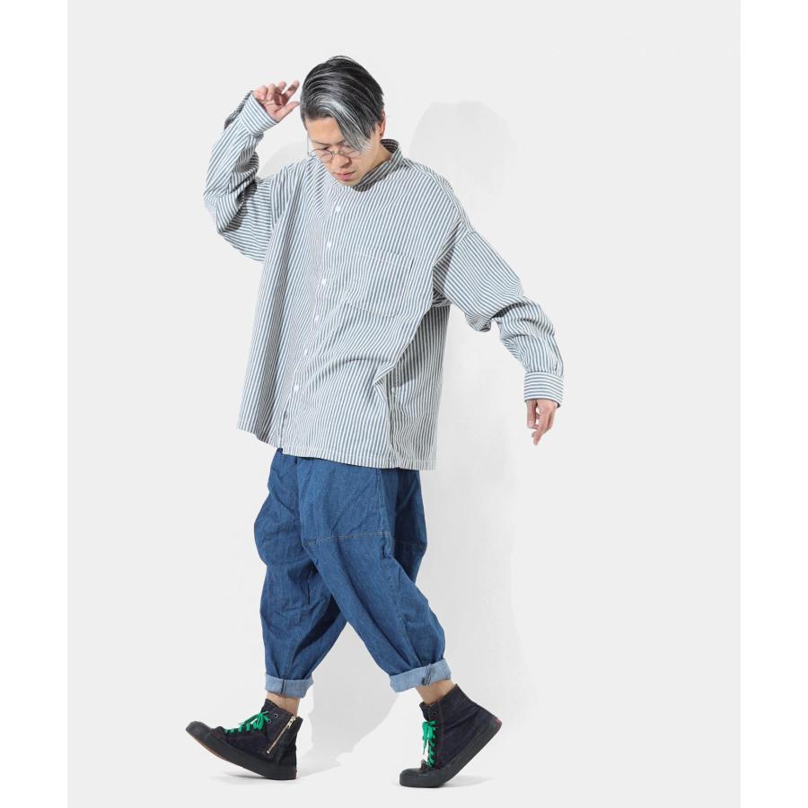 児島ジーンズ LELAX by ビッグシルエット ノーカラーシャツ