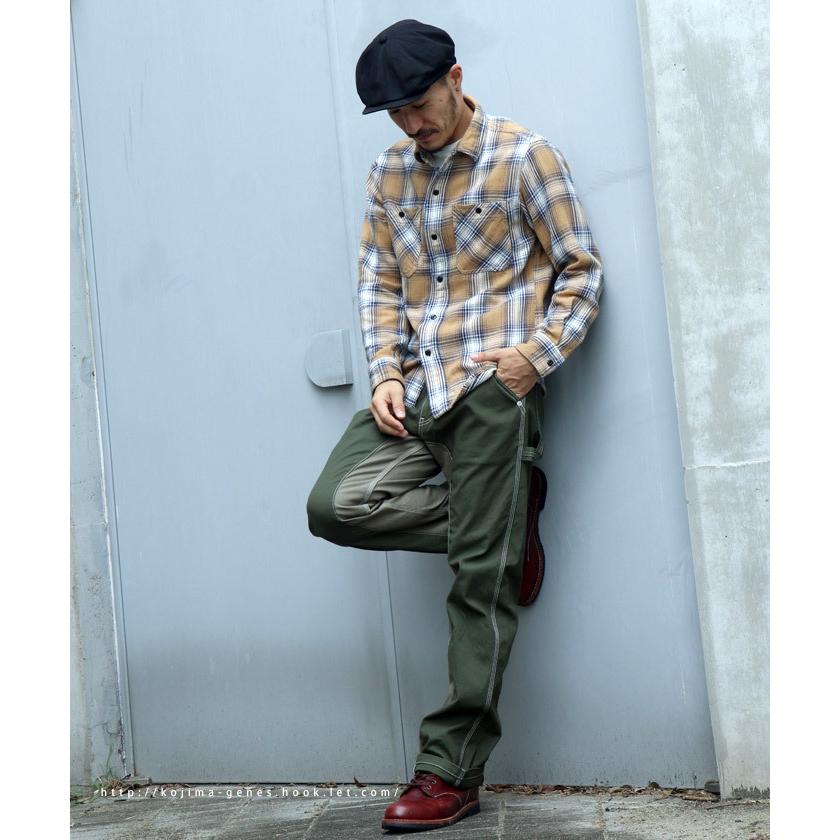 モンキーコンボ ペインターパンツ 富士金梅 【 児島ジーンズ 】 メンズ バイク キャンプ アウトドア キャンツー 切り替え ブラウン カーキ 橙 緑【 RNB1081F 】 | 児島ジーンズ | 19