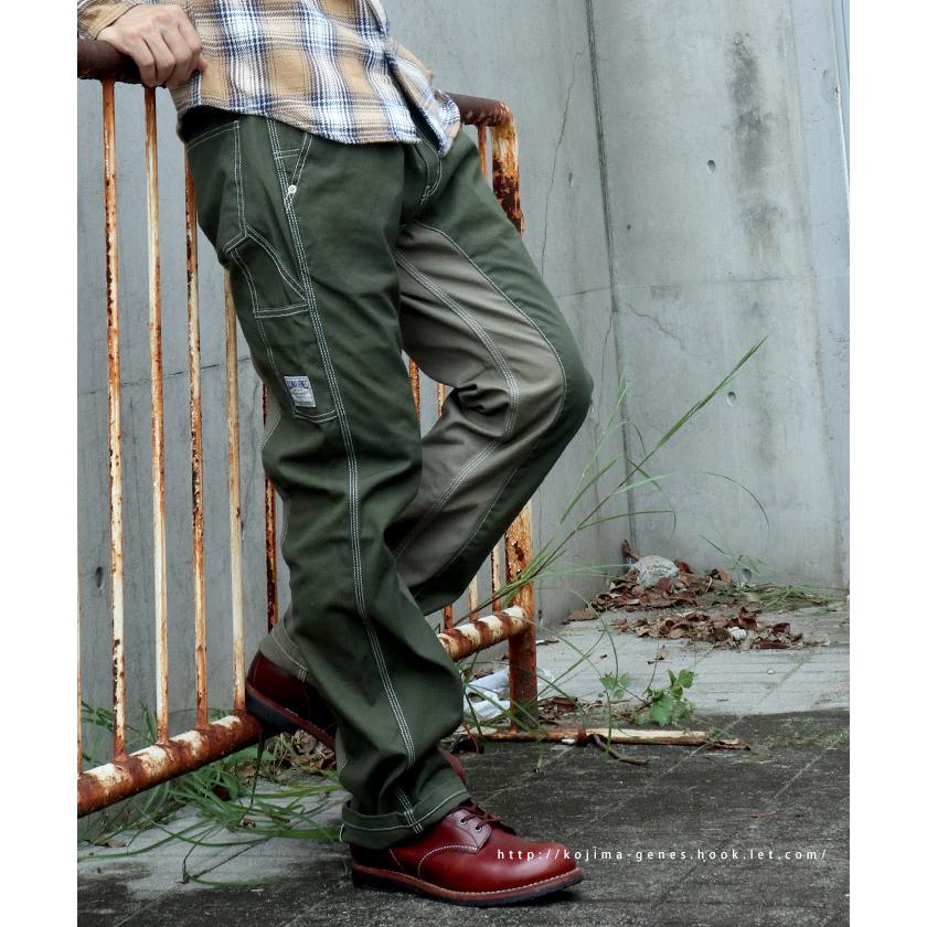 モンキーコンボ ペインターパンツ 富士金梅 【 児島ジーンズ 】 メンズ バイク キャンプ アウトドア キャンツー 切り替え ブラウン カーキ 橙 緑【 RNB1081F 】 | 児島ジーンズ | 20