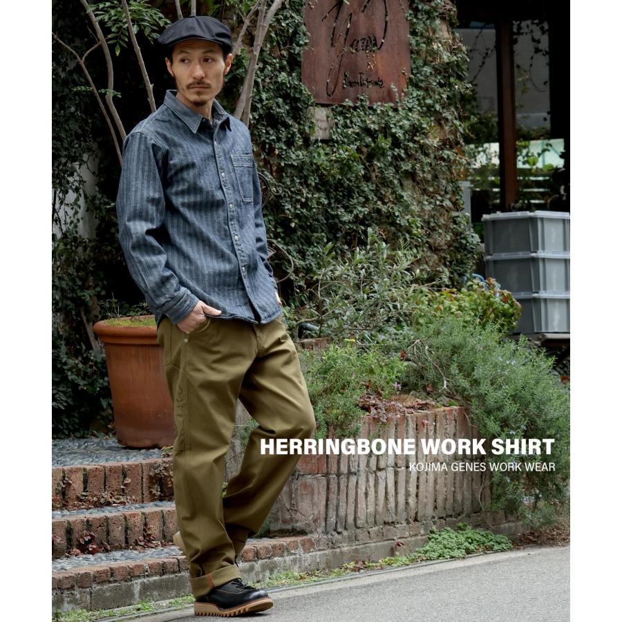 児島ジーンズ 公式通販 ヘリンボーン ワークシャツ メンズ トップス