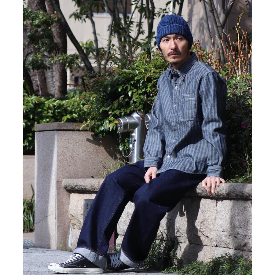 児島ジーンズ 公式通販 ヘリンボーン ワークシャツ メンズ トップス ストライプ kojima genes 【RNB202HS】 | 児島ジーンズ | 13