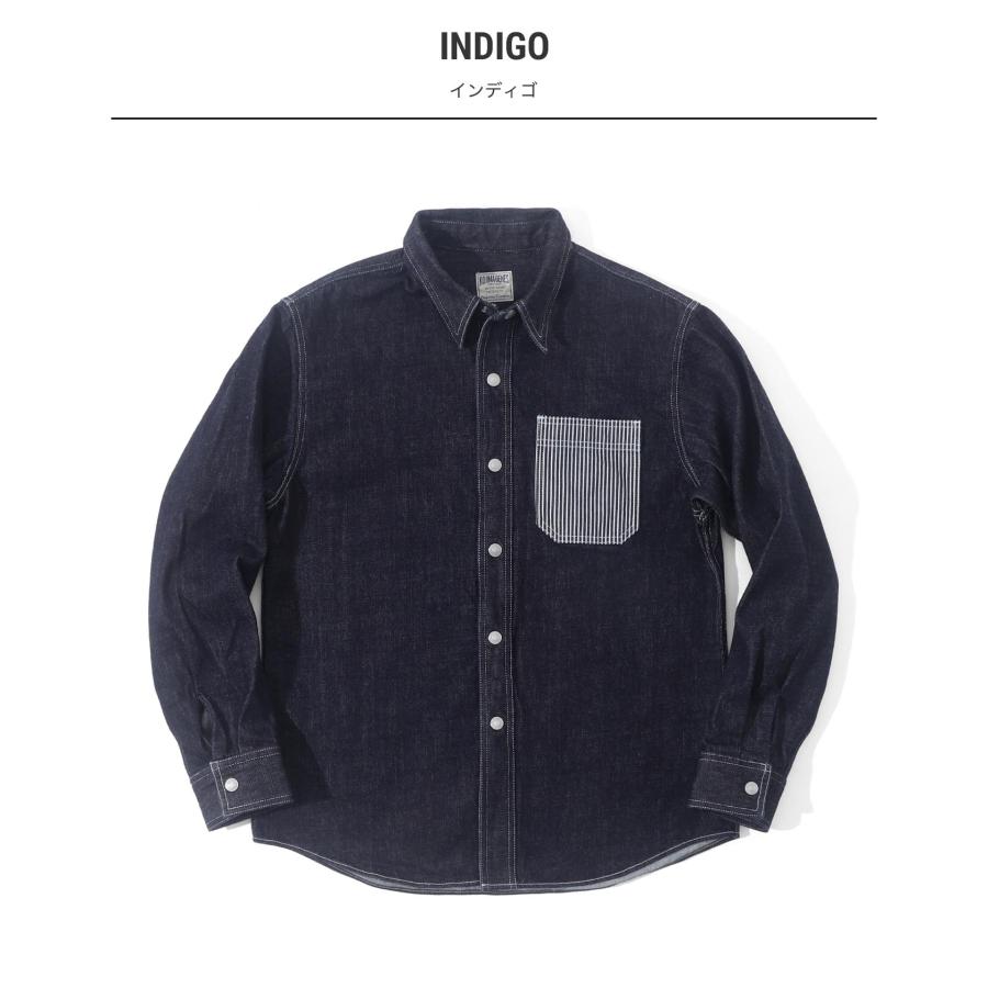 児島ジーンズ 公式通販 デニム＆ヒッコリー ベーシック ワークシャツ メンズ トップス ストライプ ヒッコリー kojima genes 【RNB202RS】 | 児島ジーンズ | 06