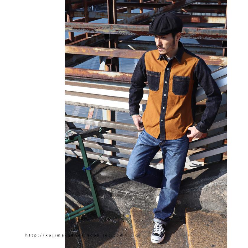 児島ジーンズ 公式通販 富士金梅 コンボ ワークシャツ / トップス 切り替え シャツ 長袖 アメカジ ワーク rnb2081 | 児島ジーンズ | 05