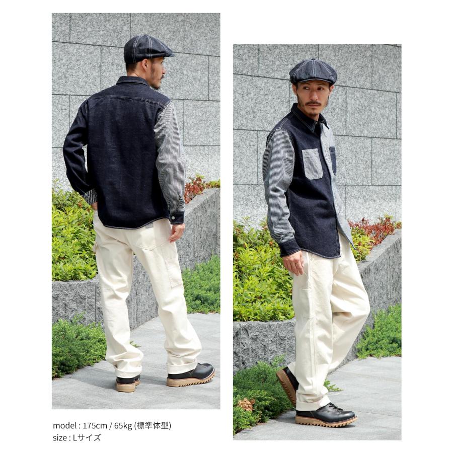児島ジーンズ 公式通販 マルチ コンボ ワークシャツ デニム ヒッコリー ストライプ メンズ トップス 切り替えシャツ 長袖 シャツ【RNB-281S】 | 児島ジーンズ | 13