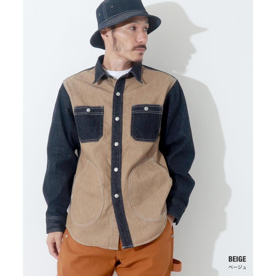 児島ジーンズ 公式通販 デニム コンボ ヘリンボーン シャツ ワークシャツ 切り替えシャツ 【RNB-282】 | 児島ジーンズ | 11