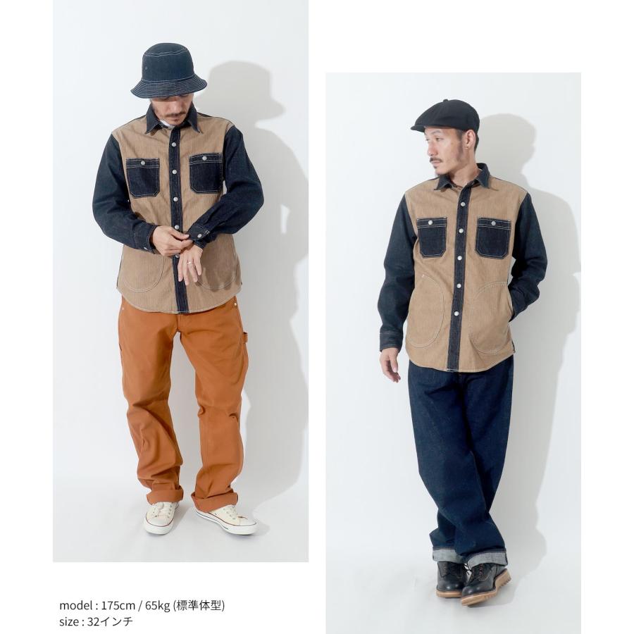 児島ジーンズ 公式通販 デニム コンボ ヘリンボーン シャツ ワークシャツ 切り替えシャツ 【RNB-282】 | 児島ジーンズ | 12