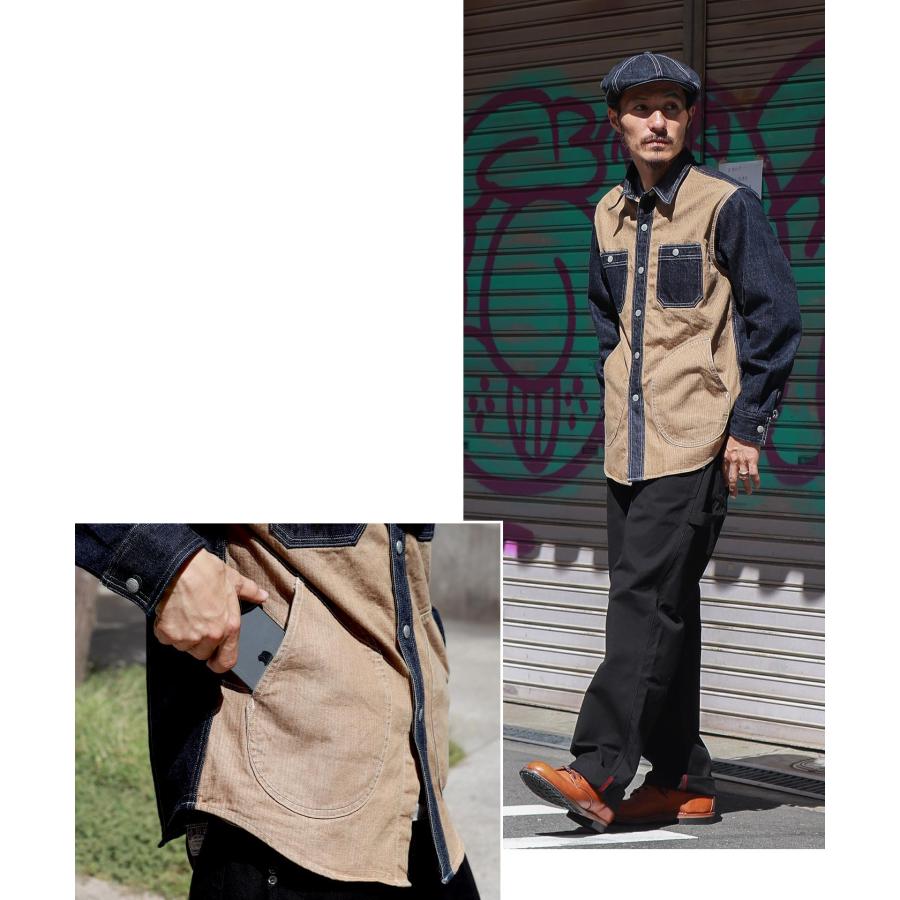 児島ジーンズ 公式通販 デニム コンボ ヘリンボーン シャツ ワークシャツ 切り替えシャツ 【RNB-282】 | 児島ジーンズ | 17