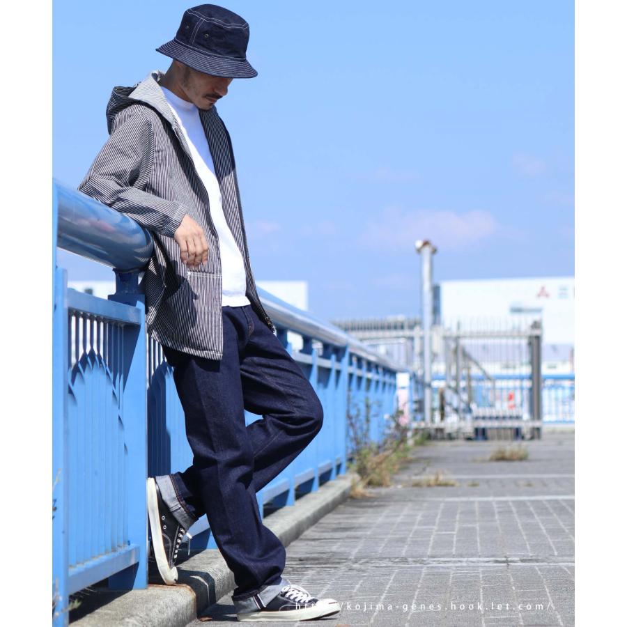 デニム＆ヒッコリー ダブルジップ パーカー 【 児島ジーンズ 】 長袖 キャンプ アウトドア キャンツー メンズ 無地 ストライプ ネイビー 紺 男性【 RNB5029 】 | 児島ジーンズ | 06