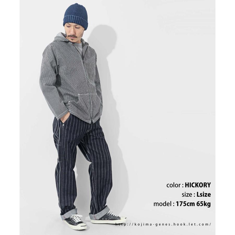 デニム＆ヒッコリー ダブルジップ パーカー 【 児島ジーンズ 】 長袖 キャンプ アウトドア キャンツー メンズ 無地 ストライプ ネイビー 紺 男性【 RNB5029 】 | 児島ジーンズ | 09