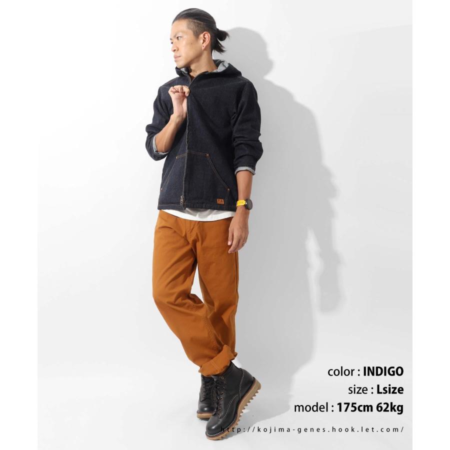 デニム＆ヒッコリー ダブルジップ パーカー 【 児島ジーンズ 】 長袖 キャンプ アウトドア キャンツー メンズ 無地 ストライプ ネイビー 紺 男性【 RNB5029 】 | 児島ジーンズ | 10