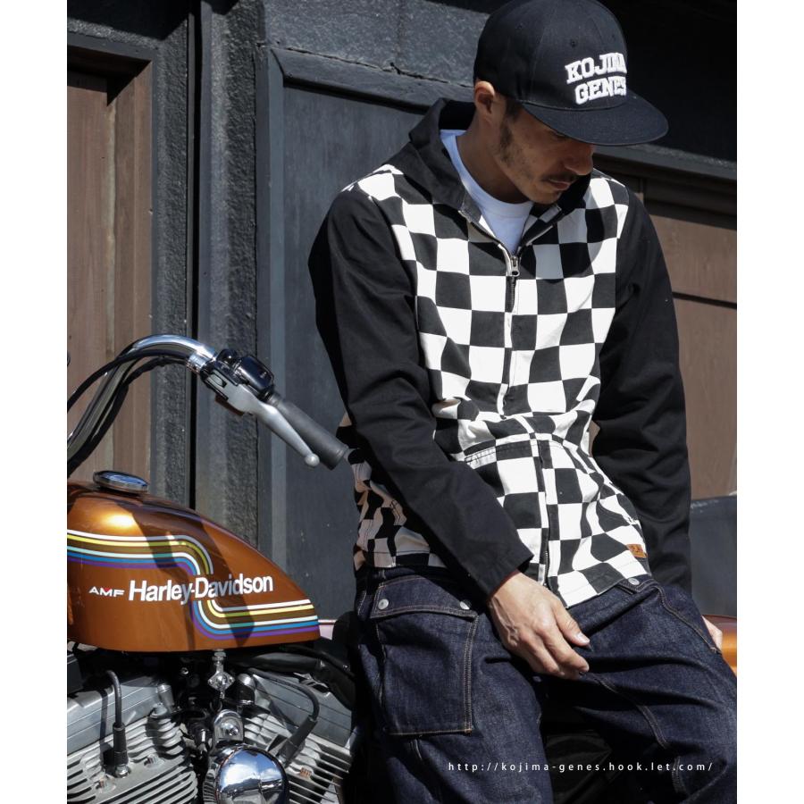 児島ジーンズ 公式通販 ブロックチェック ダブルジップ フーディー