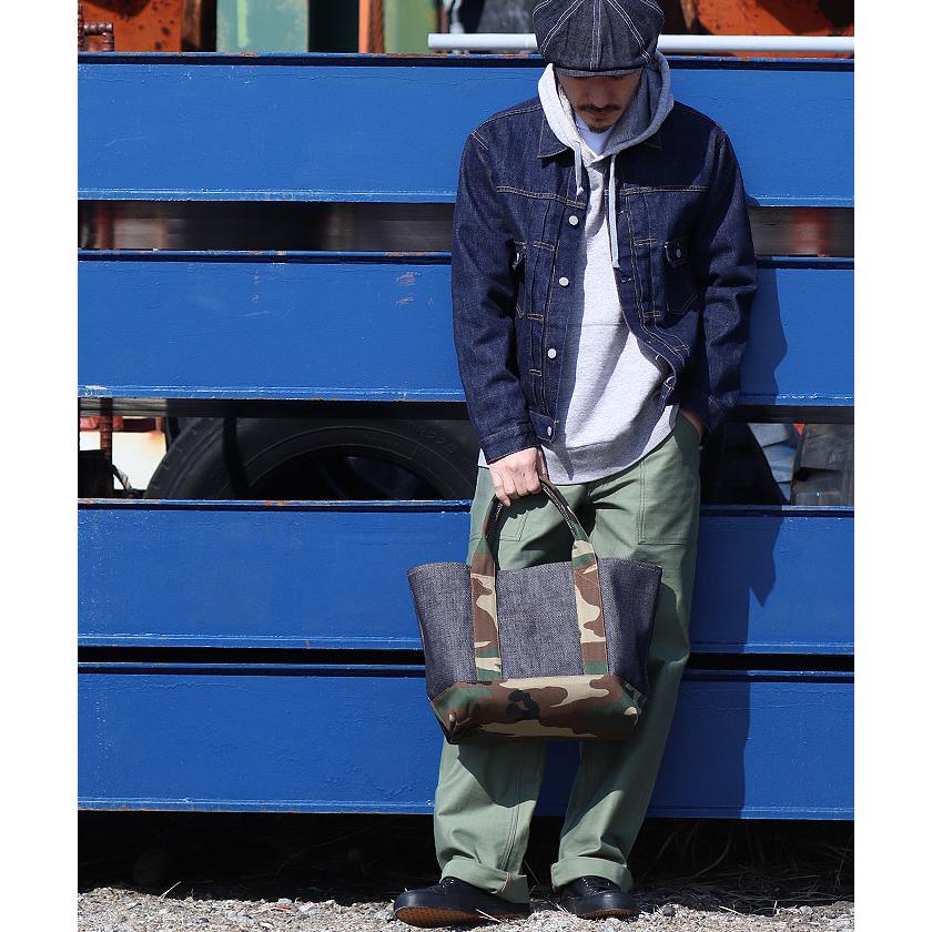 児島ジーンズ 公式通販 21oz デニム ＆ ブラウンダック ウッドカモ コンボ トートバッグ Lサイズ kojimagenes | 児島ジーンズ | 04