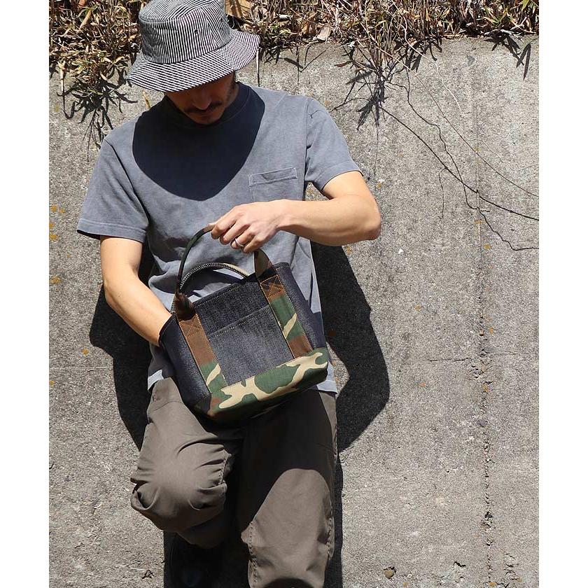 児島ジーンズ 公式通販 21oz デニム ＆ ブラウンダック ウッドカモ コンボ トートバッグ Mサイズ kojimagenes | 児島ジーンズ | 05