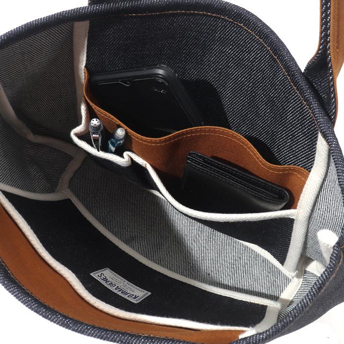 児島ジーンズ 公式通販 21oz デニム ＆ ブラウンダック ウッドカモ コンボ トートバッグ Mサイズ kojimagenes | 児島ジーンズ | 08