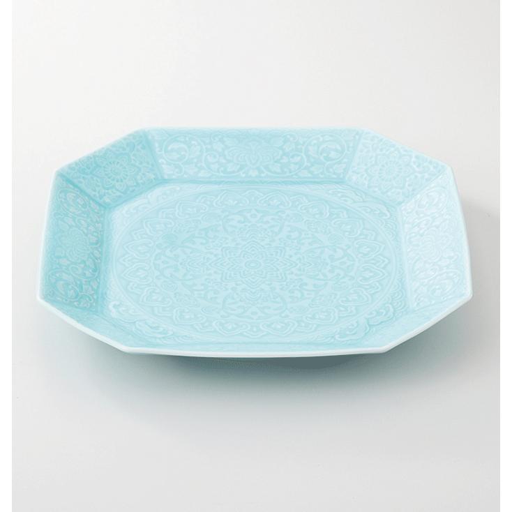 西海陶器 青白磁 八角大皿 19535 有田焼 材質：磁器 : キッチン用品店