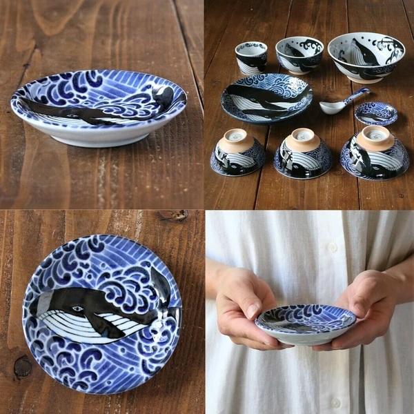 小皿 美濃焼 白波くじら 径10cm 高さ2cm 安心安全の日本製 電子レンジ