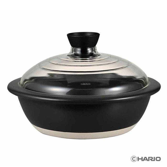 HARIO（ハリオ） フタがガラスの土鍋9号 満水容量3000ml 耐熱陶器