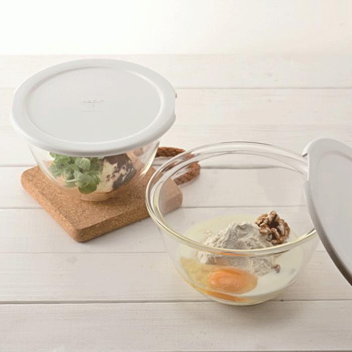 HARIO（ハリオ） レンジフタ付き耐熱ガラス製ボウル3個セット