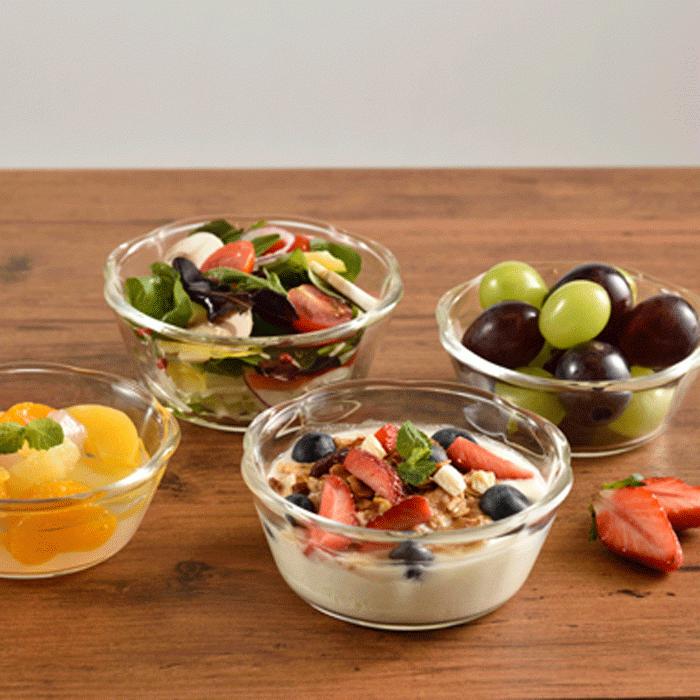 【Villeroy & Boch】 リム付きガラスボウル 4個セット HARIO（ハリオ） 耐熱ガラス製スイーツボウル300 4個セット SWB-2412