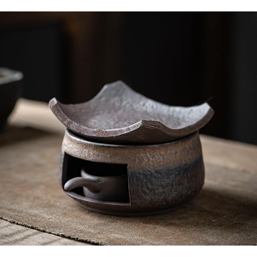 茶香炉 陶器 アロマ炉 加? 茶こうろ 小皿 お皿付 キャンドルトレイ付