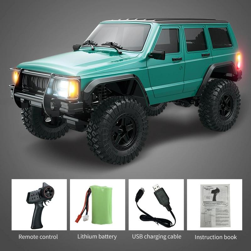 【1/18スケール Jeepチェロキー RCカー】高性能フルスケールラジコン 本格オフロード仕様外付け高トルクモーター搭載最大走行距離100m40分連続走行LEDライト付きの画像