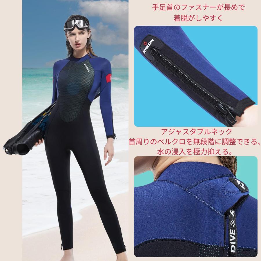 ダイビング レディース  フル ウェットスーツ 裏ラバー レビュー特典】ウェットスーツ フルスーツ レディース 5mm バッグ