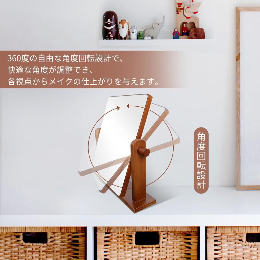 卓上ミラー 木製 鏡 大きい スタンドミラー 卓上 木 化粧ミラー 34*33*8cmの画像