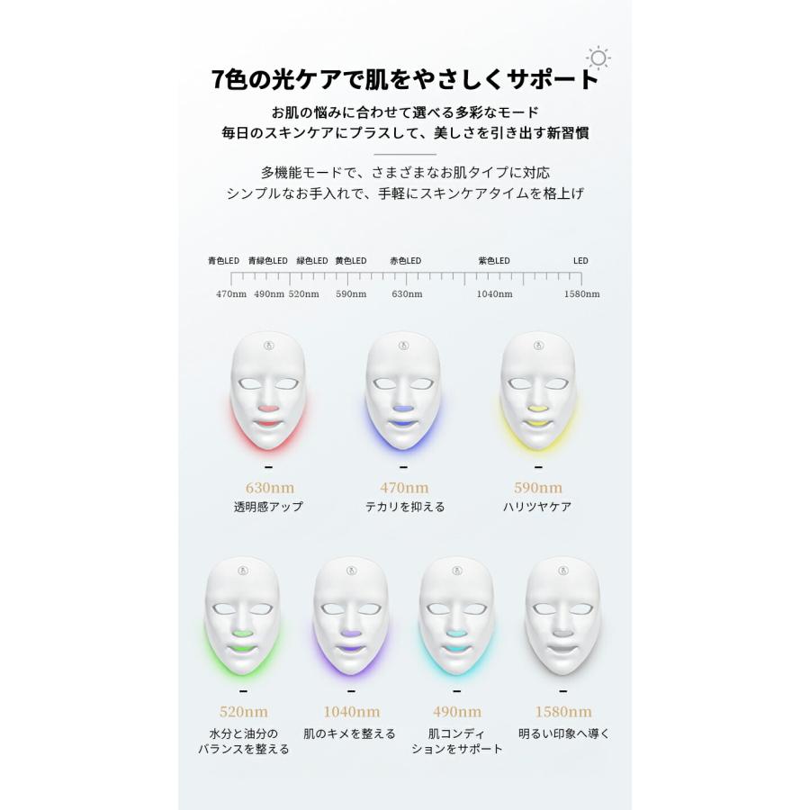 1台7役 小顔 美顔器 LED美顔 光子の柔肌マスク 7色光 リフトアップ