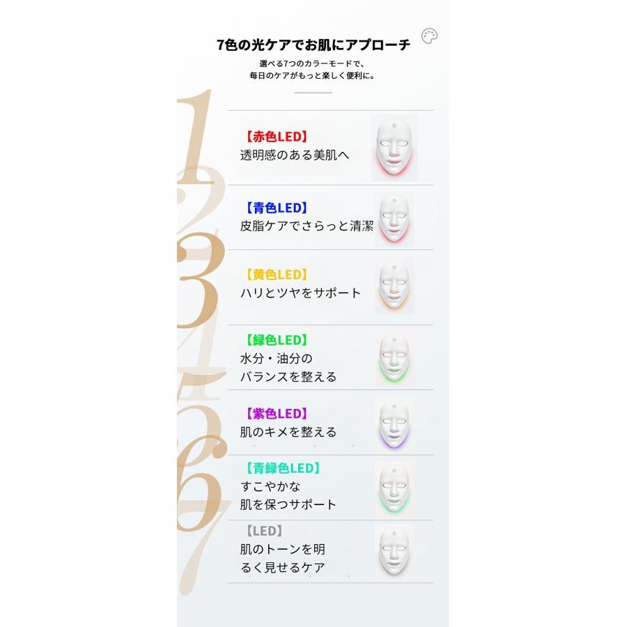 1台7役 小顔 美顔器 LED美顔 光子の柔肌マスク 7色光 リフトアップ
