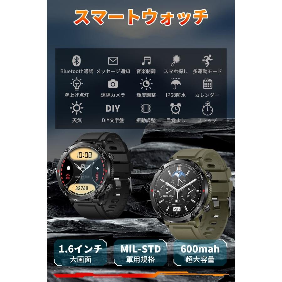 即納 数量限定レビュー特典 】スマートウォッチ 1.6インチ大画面 24