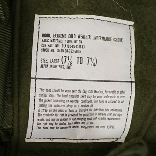 MILITARY（ミリタリー） 米軍 ECW ファー付き フード デッドストック