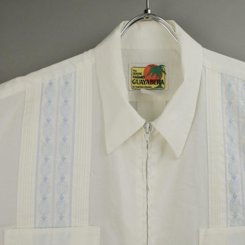 HABAND GUAYABERA ジップ キューバシャツ オフホワイト 【メール便可