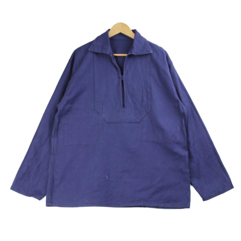 ユーロ古着 フィッシャーマンスモック プルオーバー ネイビー vintage ユーロ ヨーロッパ 紺 ネイビー プルオーバー 長袖 | ビンテージ