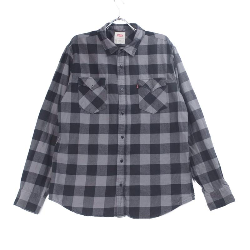 古着屋購入　ヴィンテージ　ブロックチェックシャツ 古着 Carhartt 青×黒 ブロック チェック ヘビー フランネル シャツ