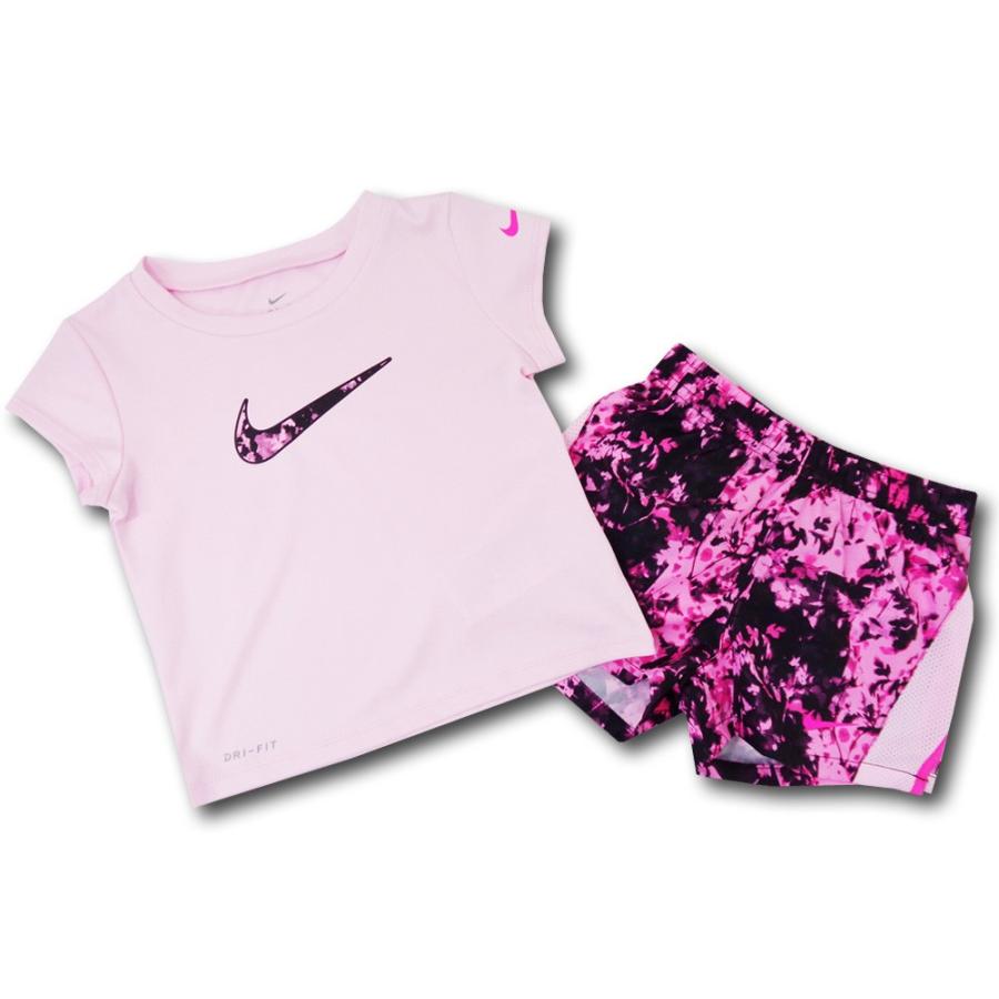 Bt550 ベビー ガールズ Nike ナイキ トレーニングシャツ パンツ セットアップ ピンク黒ドライフィット Pymr Go Th