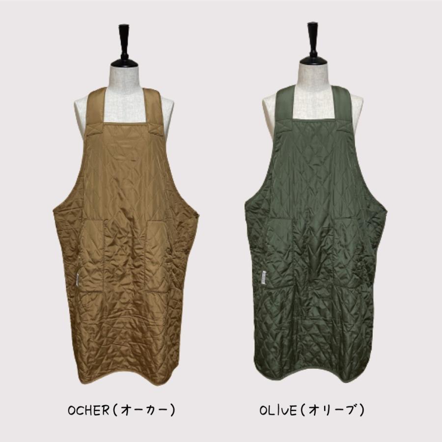 新品　キルティング　割烹着　温かいエプロン 撥水加工キルティング裏フリースエプロン 割ぽう着 あったか