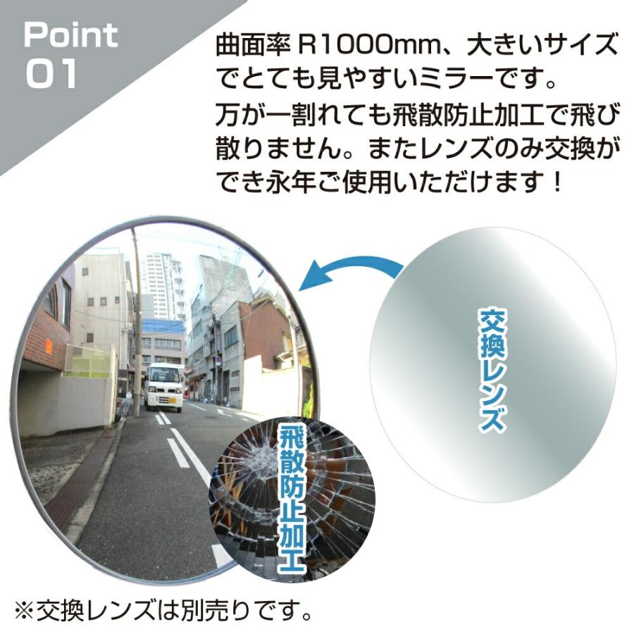 ガレージミラー カーブミラー 家庭用 鉄製 グレー 丸型 360φ 壁面 門柱 